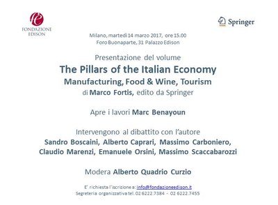 Presentazione del volume "The Pillars of the Italian Economy. Manufacturing, Food & Wine, Tourism"