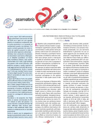 E' disponibile il sesto report dell'Osservatorio Agroalimentare